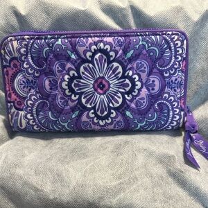Vibrant Purple Floral Vera Bradley long wallet NWOT